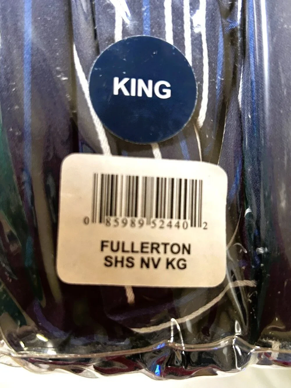 Vintage King size Nautica Deep Fitted Sheet Set~Navy Blue White pinstripe 310tc